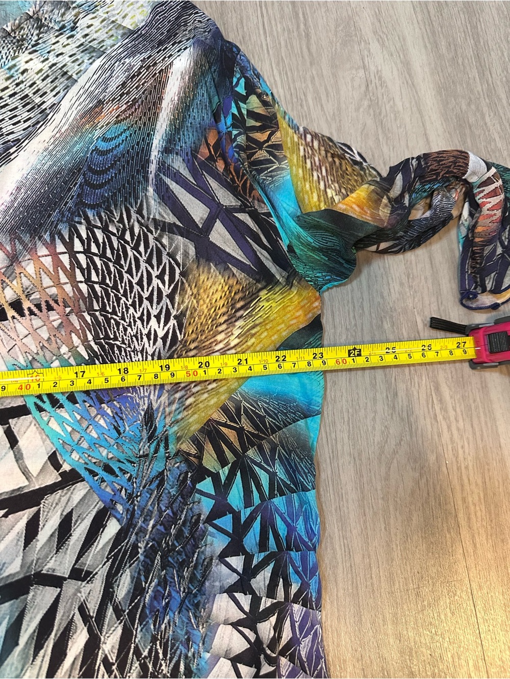 Nuria Ferrer Barcelona Abstract Tunic Top L 100% Viscose Blue Geometric Art - Picture 6 of 6